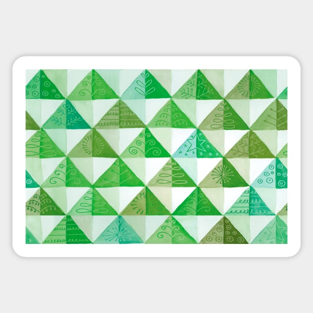 Watercolor quilt - green Sticker by MariaMahar